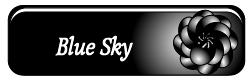 A black white and silver button that says blue sky with a flower that resembles a marigold to the right. clicking this will take you to my blue sky social media page