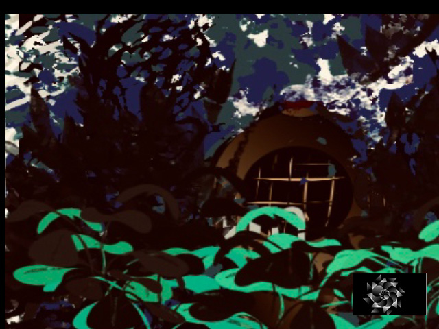 Digital Illustration A view of inside a fishbowl with an antique scuba helmet and plant life. Has the cryptech kingdom logo